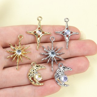 10 Chiếc Y2K Thiết Kế Ngôi Sao & Mặt Trăng Quyến Rũ Hợp Kim Với Thủy Tinh, Kim Cương Giả Giọng, Phong Cách Thoáng Mát Ngọt Ngào Vòng Cổ Vòng Tay Bông Tai Và Trang Sức Ramadan DIY Mặt Dây Kim Loại Bóng