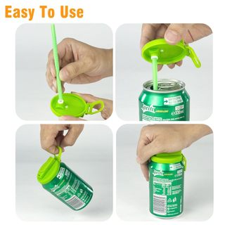 Nắp Soda Du Lịch Nắp Soda Nắp Có Thể Tái Sử Dụng Nắp Soda Silicon Có Ống Hút Vỏ Không Bpa Cho Lon Đồ Uống Tiêu Chuẩn Cho Dã Ngoại