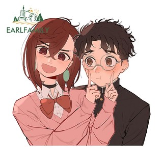 EARLFAMILY 13cm Dandadan Ayase Momo và Okarun Phim Hoạt Hình Đáng Sợ Nhãn Dán Xe Hơi Thời Trang Chống Thấm Nước JDM Decal Thích Hợp Cho Tủ Lạnh Xe Máy