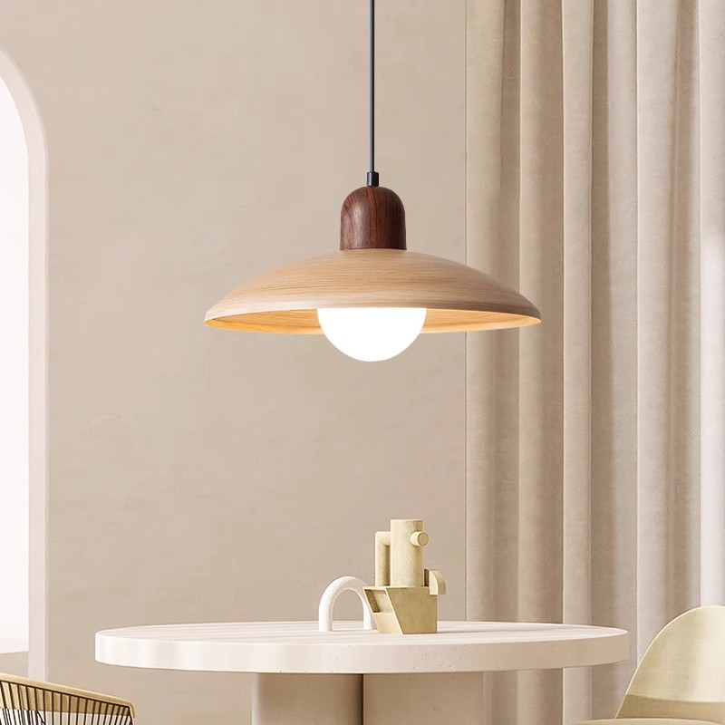Đèn chùm kính bàn ăn cổ điển Nhật Bản, Đèn Led mặt dây chuyền sắt hạt gỗ, Thích hợp cho phòng khách, phòng ngủ, quầy Bar trang trí