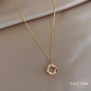 DREJEW Vòng cổ kim cương hình học Hàn Quốc Dây chuyền bạc xương đòn Mobius dành cho nữ mặt dây chuyền