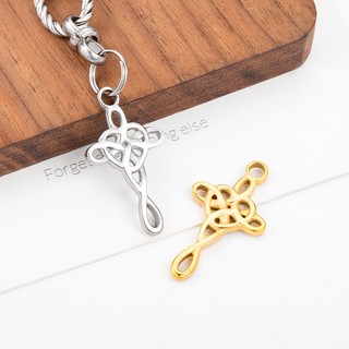 Đánh Bóng Thép Không Gỉ Retro Rỗng Chữ Thập Mặt Dây Chuyền Tự Làm Phụ Kiện Trang Sức Vàng 18K Celtic Thắt Nút Quyến Rũ