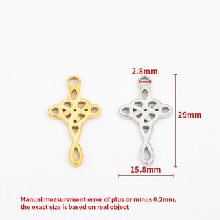 Đánh Bóng Thép Không Gỉ Retro Rỗng Chữ Thập Mặt Dây Chuyền Tự Làm Phụ Kiện Trang Sức Vàng 18K Celtic Thắt Nút Quyến Rũ