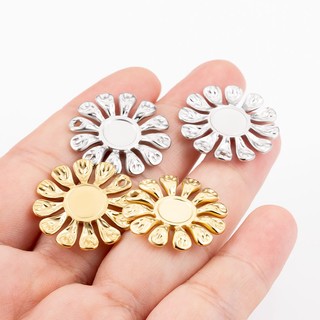 Mặt dây chuyền hoa hướng dương bằng thép không gỉ Phụ kiện trang sức tự làm Retro Vàng 18k Bùa hoa phóng đại