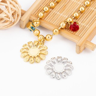 Mặt dây chuyền hoa hướng dương bằng thép không gỉ Phụ kiện trang sức tự làm Retro Vàng 18k Bùa hoa phóng đại