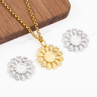 Mặt dây chuyền hoa hướng dương bằng thép không gỉ Phụ kiện trang sức tự làm Retro Vàng 18k Bùa hoa phóng đại