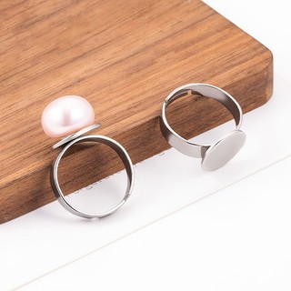Vòng thép không gỉ với miếng lót trơn Vòng có thể điều chỉnh diy Đất sét Nhựa Nhẫn Phụ kiện trang sức