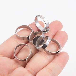 Vòng thép không gỉ với miếng lót trơn Vòng có thể điều chỉnh diy Đất sét Nhựa Nhẫn Phụ kiện trang sức