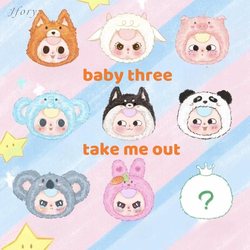 Jfory Baby Three Bộ sưu tập búp bê Mô hình đồ chơi động vật ngẫu nhiên để trang trí Quà tặng
