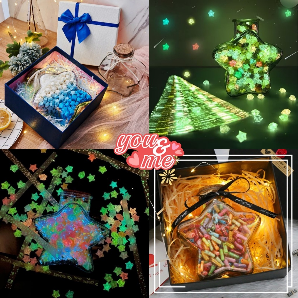 Lọ Điều Ước Giấy Xếp Hình Origami Ngôi Sao Giáng sinh