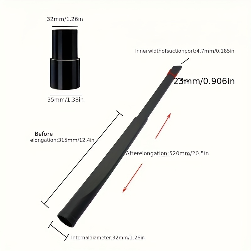 Bộ phụ kiện máy hút bụi 32mm / 35mm đa năng Đầu hút đầu phun phẳng Công cụ Crevice có thể mở rộng và Bàn chải hút mỏng cho các khu vực khó phân tích