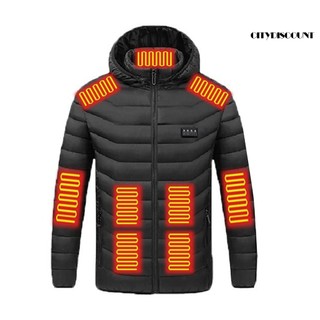 Di 19 Zone Hot Spots Áo sưởi ấm Tấm than chì Áo khoác sưởi ấm bằng sợi Carbon Áo khoác Cotton Usb có mũ trùm đầu Áo khoác dây kéo dài cho 19 điểm nóng Áo khoác ngoài có thể giặt bằng tay