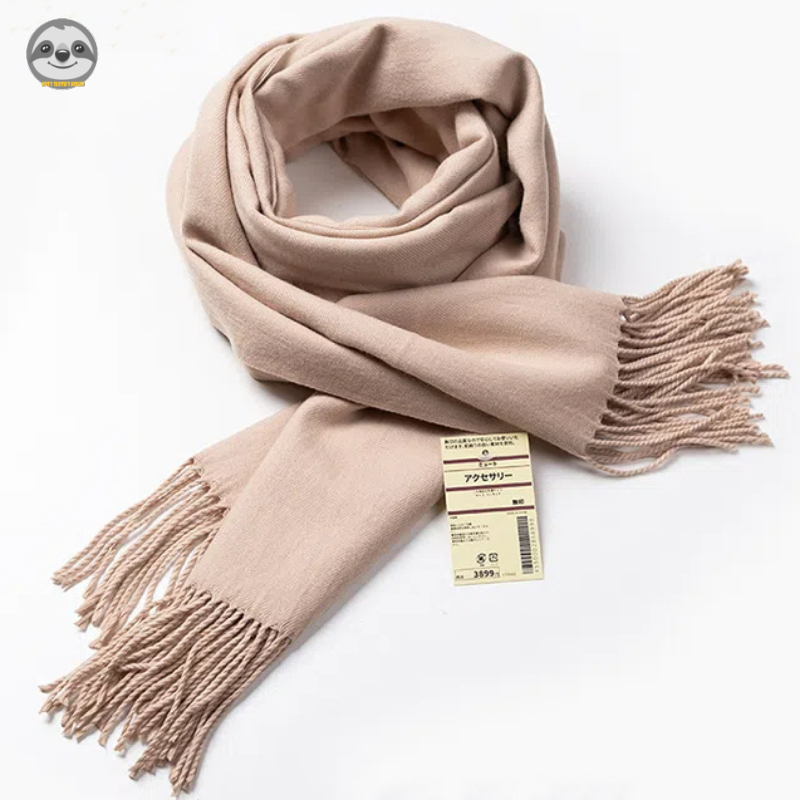 Khăn choàng mềm giả cashmere phong cách Nhật Bản Muji, giữ ấm mùa thu đông, len pha lớn