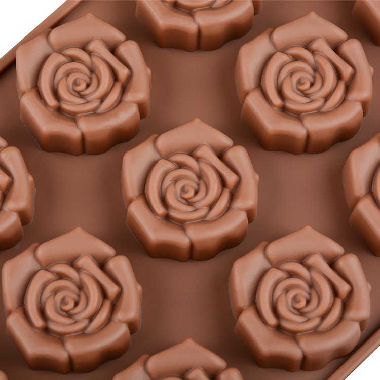 15 Khoang Hoa Hồng Hoa Silicon Khuôn Socola Fondant Bánh Trang Trí Khuôn Đá Làm Xà Phòng Lau Nhà Khuôn Nướng Bánh