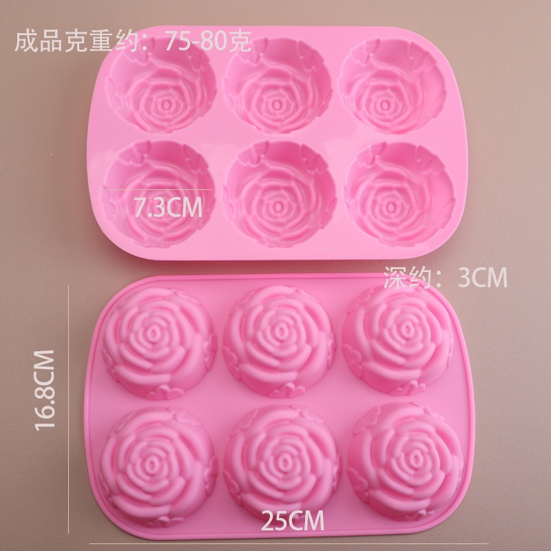 Khuôn silicone Làm Bánh 6 Lỗ Hình Hoa Hồng