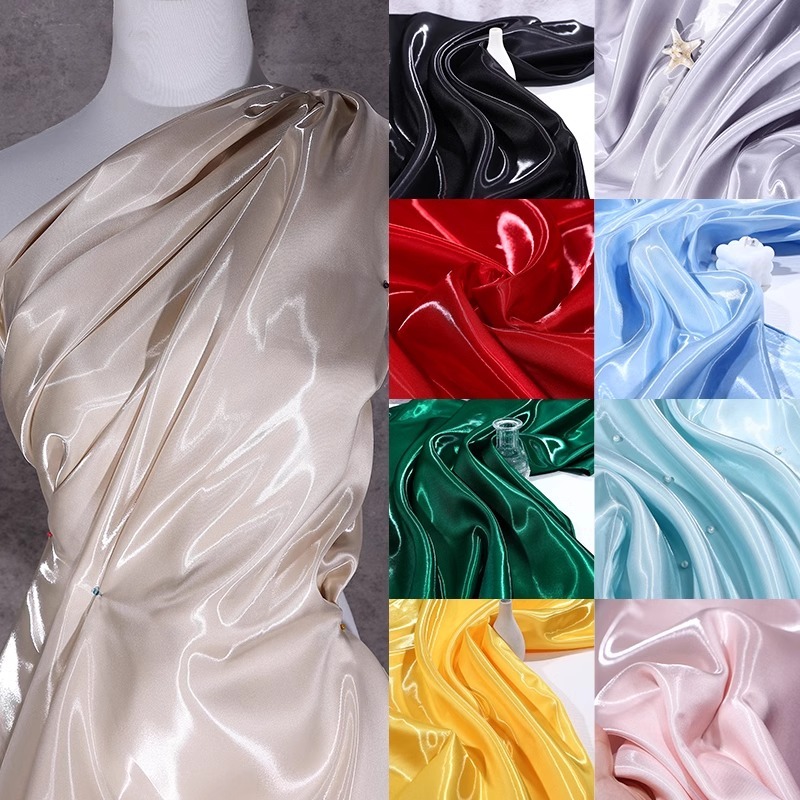 Nước Lỏng Bóng Satin Kim Loại Photosensitive Vải Bóng Màu Trơn Pha Lê Lụa Satin Bóng Váy Cưới Thiết Kế Vải 50x150cm