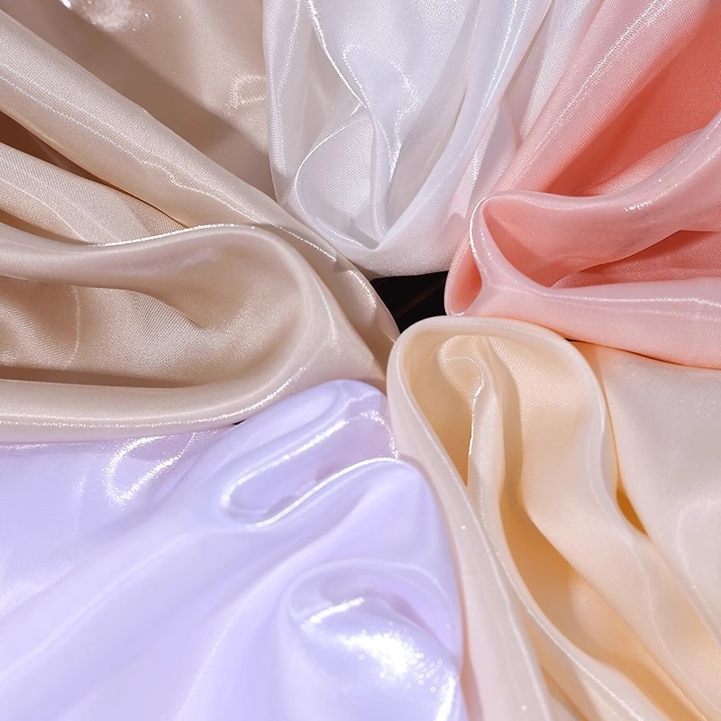 Nước Lỏng Bóng Satin Kim Loại Photosensitive Vải Bóng Màu Trơn Pha Lê Lụa Satin Bóng Váy Cưới Thiết Kế Vải 50x150cm