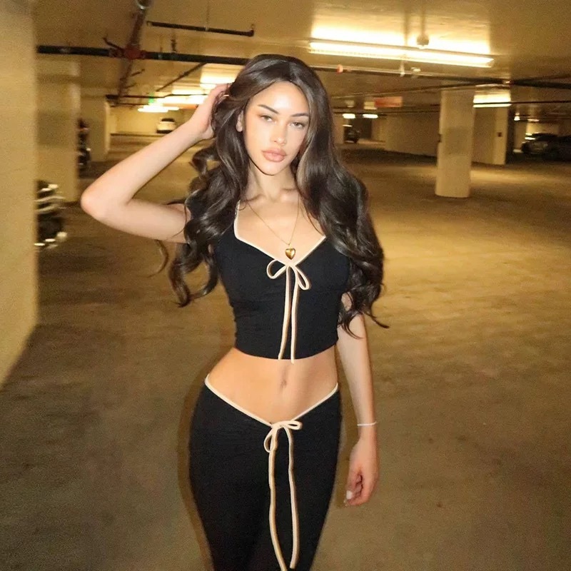 Áo thun crop top Y2K mùa hè dành cho nữ 2024 sang trọng và dễ thương