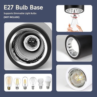 Đèn LED Downlight AC220v đèn led ốp trần Bóng đèn E27 có thể thay thế Đèn trần gắn trên bề mặt 3,5/4 inch cho phòng khách Phòng ngủ Nhà bếp Trang trí nội thất đèn trần Spotlight