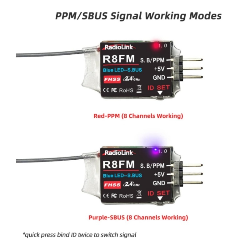 Bộ thu Radiolink R8EF R8FM R9DS 2.4Ghz 8 9 Kênh S-Bus / PPM / Tín hiệu ...