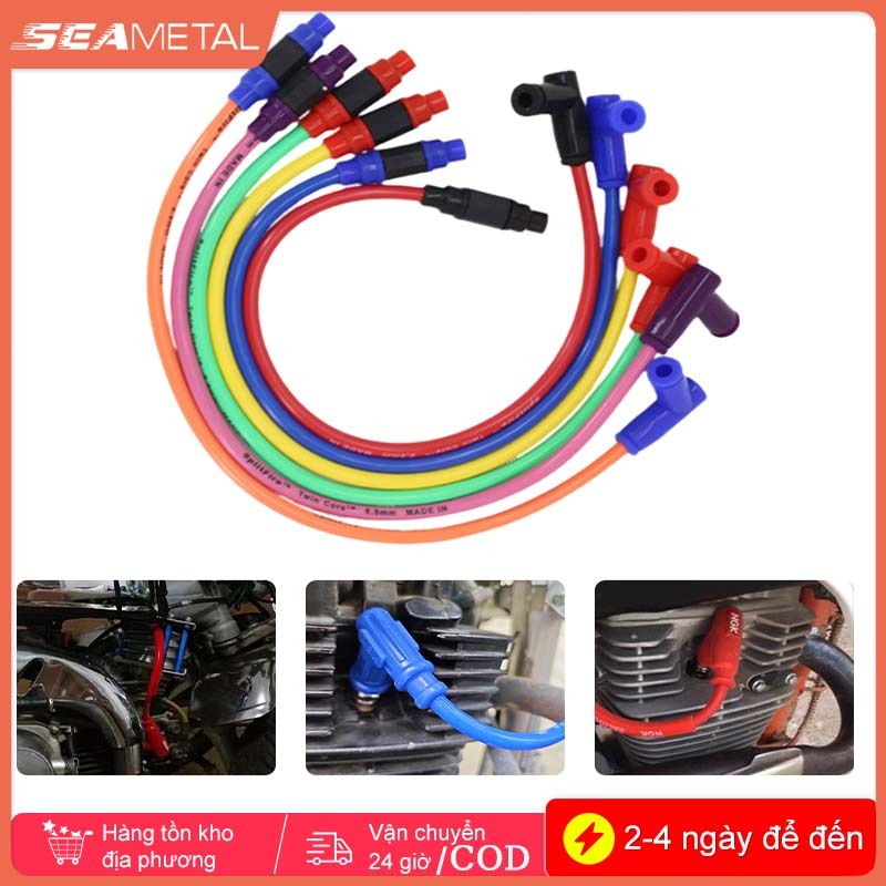 dây tăng áp xe máy SEAMETAL gắn mọi loại xe thông dụng dây bugi NGK đầu chụp silicone chống nước
