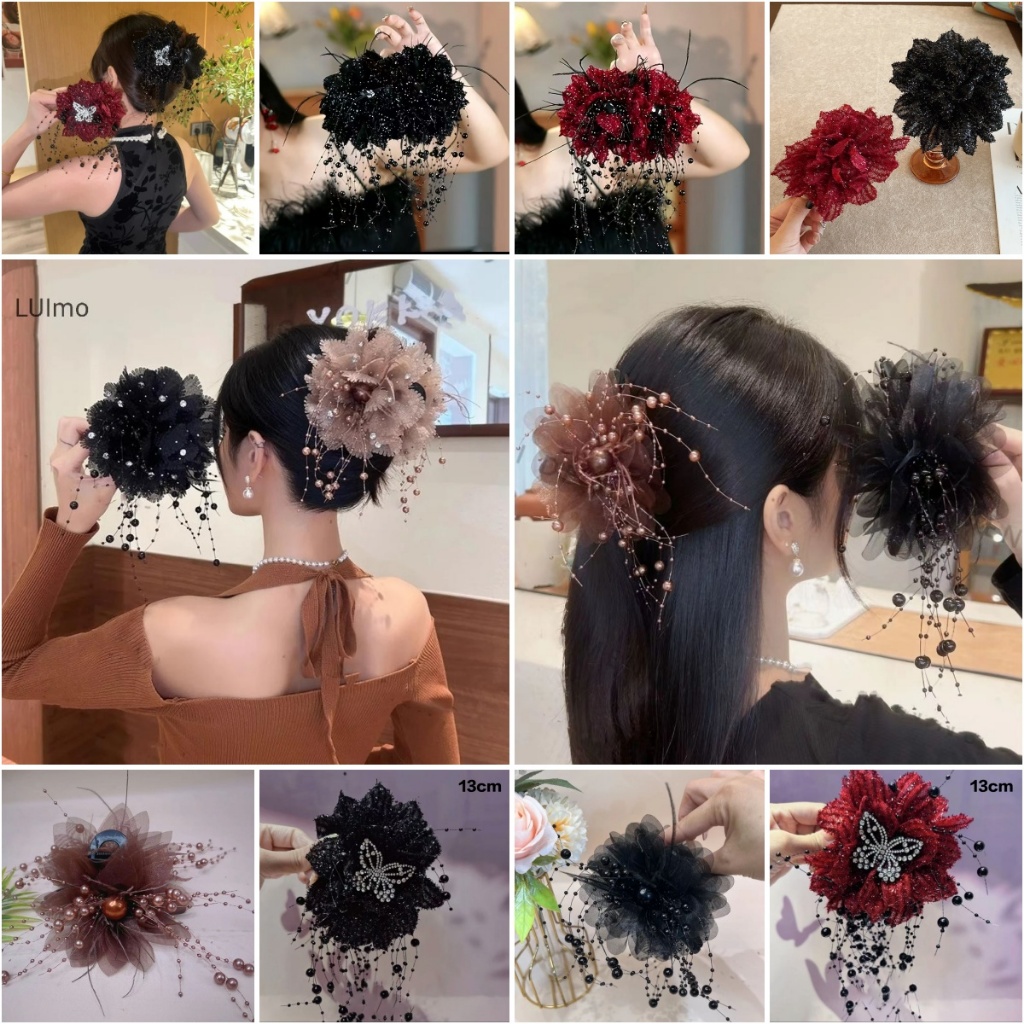 Luimo 1 Lưới Thanh Lịch Hoa Kẹp Tóc Cho Nữ Ngọc Trai Thanh Lịch sel Kẹp Thời Trang Bé Gái Đuôi Ngựa Kẹp Phụ Kiện Tóc SBS