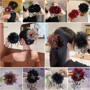 Luimo 1 Lưới Thanh Lịch Hoa Kẹp Tóc Cho Nữ Ngọc Trai Thanh Lịch sel Kẹp Thời Trang Bé Gái Đuôi Ngựa Kẹp Phụ Kiện Tóc SBS