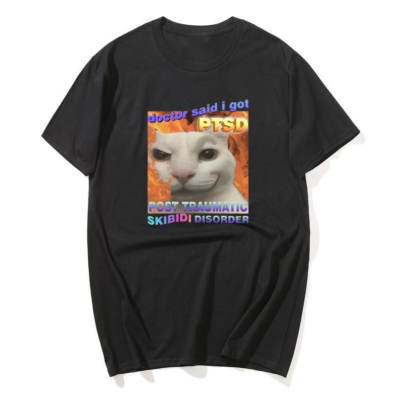 Skibidi Rối Loạn Ngộ nghĩnh Mèo Dễ Thương Meme Tee Áo Quà Tặng Nam Nữ Vintage Thời Trang Thường Ngày Áo Thun Tay Ngắn Dạo Phố