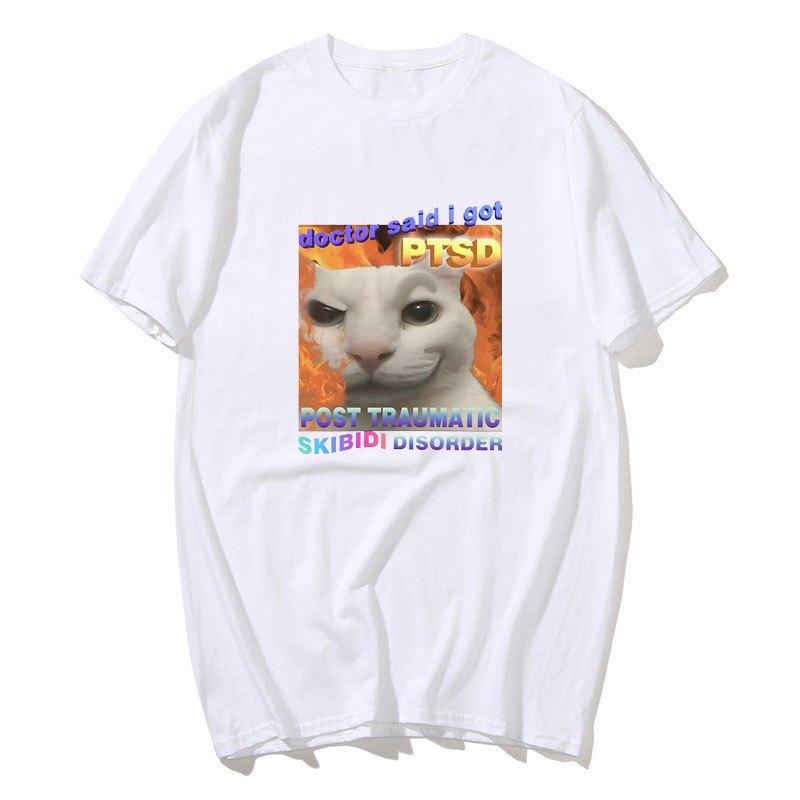 Skibidi Rối Loạn Ngộ nghĩnh Mèo Dễ Thương Meme Tee Áo Quà Tặng Nam Nữ Vintage Thời Trang Thường Ngày Áo Thun Tay Ngắn Dạo Phố