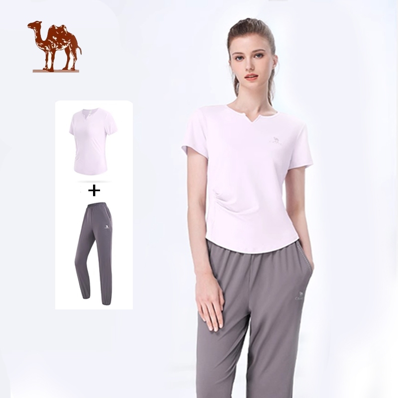 Ảnh Bộ quần áo yoga CAMEL CROWN Bộ quần áo chạy bộ ngoài trời dành cho nữ Bộ hai mảnh ngắn tay 1
