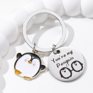 Hoạt Hình Chim Cánh Cụt Rượu Thủy Tinh Hoa Hướng Dương Men Móc Khóa Nam Nữ Handmade Sinh Nhật Quà Tặng Tốt