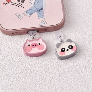 Điện Thoại Di Động Chống Bụi Cắm Tự Làm Nhựa Macaron Dễ Thương Đầu Động Vật Hoạt Hình Lợn Thỏ Mèo Gấu Trúc Mặt Dây Chuyền Lỗ Điện Thoại Di Động Chống Bụi Cắm