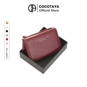 （COCOTAYA）Ví ngắn nữ mới, Ví đựng tiền xu có dây kéo có thể gập lại, Hộp đựng thẻ nữ thời trang