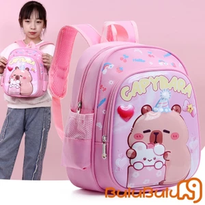 Ba Lô Mẫu Giáo Bé Gái Bé Trai Kawaii Hoạt Hình Capybara Túi Đi Học Thoáng Khí Cho Sở Thú, Cắm Trại, Đi Chơi 3-6 Tuổi