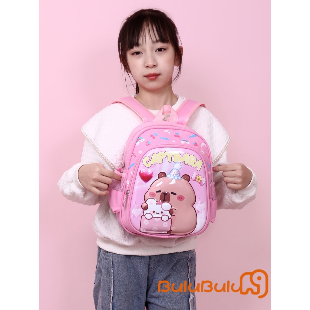 Ba Lô Mẫu Giáo Bé Gái Bé Trai Kawaii Hoạt Hình Capybara Túi Đi Học Thoáng Khí Cho Sở Thú, Cắm Trại, Đi Chơi 3-6 Tuổi