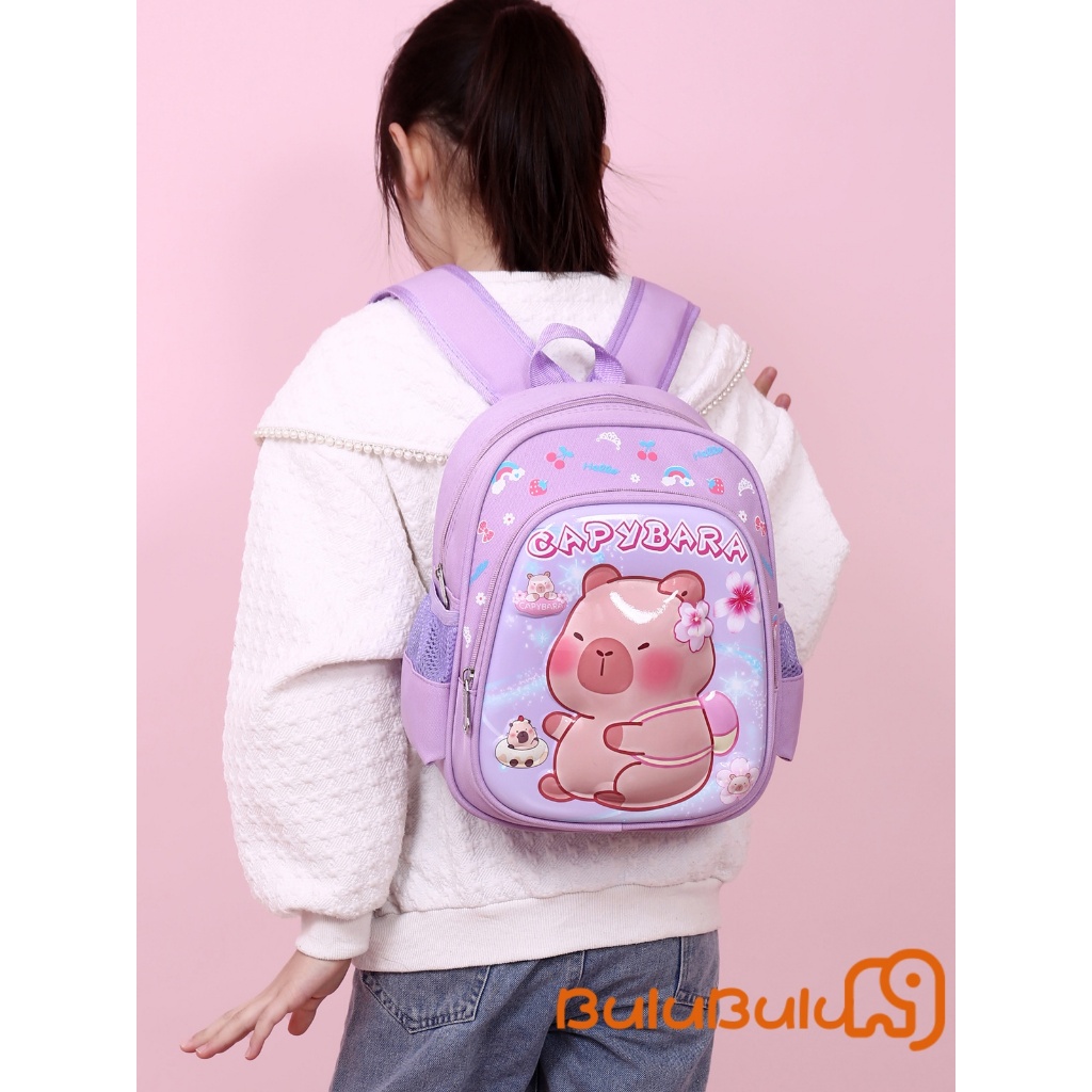 Ba Lô Mẫu Giáo Bé Gái Bé Trai Kawaii Hoạt Hình Capybara Túi Đi Học Thoáng Khí Cho Sở Thú, Cắm Trại, Đi Chơi 3-6 Tuổi