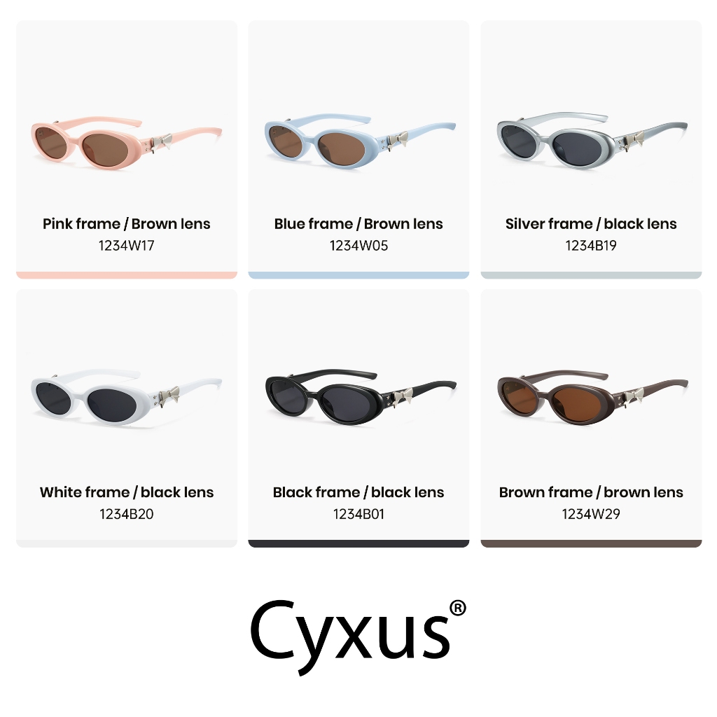 Cyxus Kính Mát Hàn Quốc Y2K Retro Cho Nữ Gọng Oval Đính Nơ UV400 Bảo Vệ Mắt Phong Cách Độc Đáo Ngoài Trời 1234