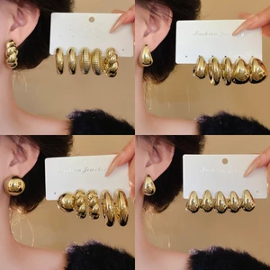 Bộ đinh tán hình bầu dục thả kim thép Hàn Quốc đơn giản khí chất bông tai cao cấp cảm giác bông tai bán buôn mới dành cho nữ