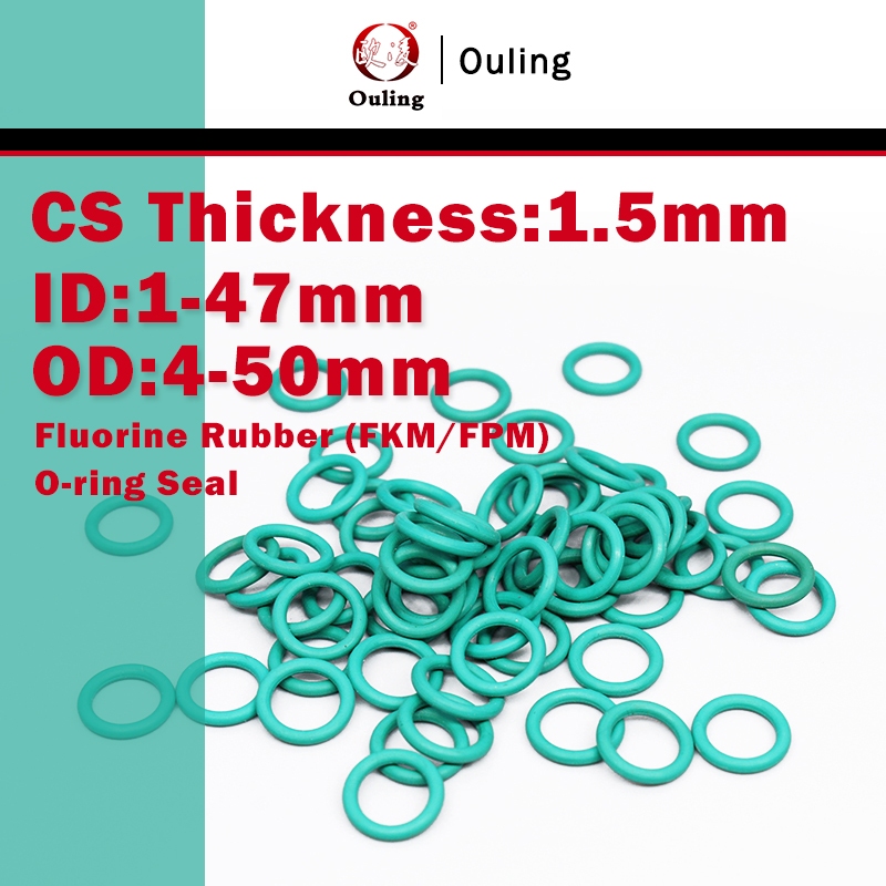 Ouling CS1.5mm Vòng chữ O ID1-47 OD4-50mm Màu xanh lá cây FKM Fluorine ...