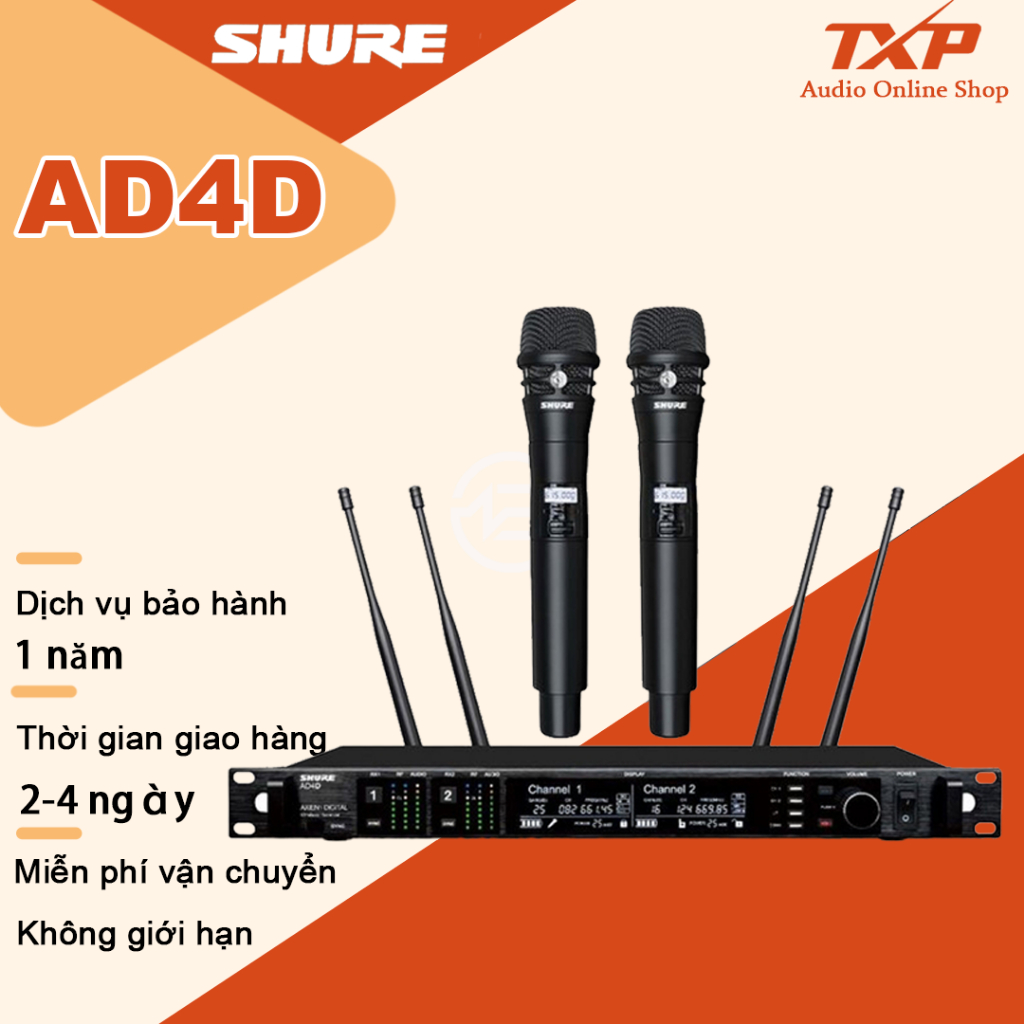 Micro không dây Shure AD4D Kết nối UHF Chất liệu kim loại micro hiệu ...