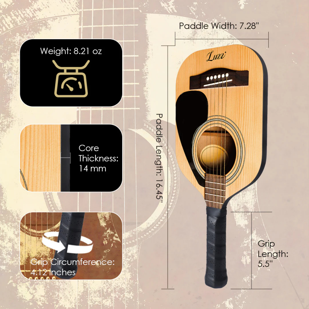 Mái chèo Luzz Pickleball (14mm), làm từ carbon nguyên chất, thiết kế không khung | BigBuy360 - bigbuy360.vn