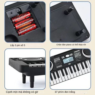 Đàn Piano điện tử trẻ em có micrô 37 phím Phím đàn Piano giả, nhạc đa chức năng enl