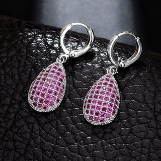 Châu Âu Mỹ ins Phong Cách Mới Kim Cương Ruby Bông Tai Nữ