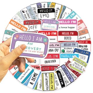 Bộ 50 Hello I Am Graffiti Dán Cụm Từ DIY Chai Hành Lý Đàn Guitar Laptop Miếng Dán Chống Thấm Nước