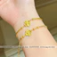 Lắc tay titan cao cấp không gỉ mạ vàng 18k mặt cỏ 4 lá chạm khắc lấp lánh thiết kế trẻ trung