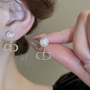Bông tai ngọc trai Pháp dành cho nữ niche khí chất độc đáo đinh tán nhẹ nhàng sang trọng bông tai thời trang cao cấp