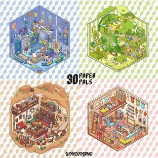 Enwei 4 Cái [Dòng sản phẩm Carnival 2025] Nhãn dán cảnh quan ba chiều 3D Nhãn dán trang trí sổ lưu niệm hoạt hình
