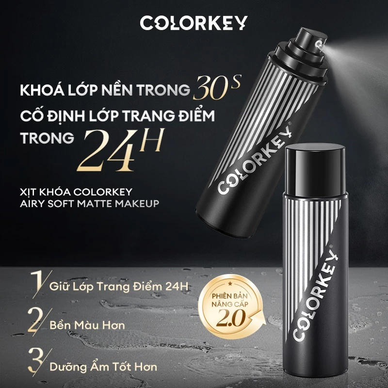 Ảnh Xịt Khóa Đen COLORKEY Tia Sương Mềm Mại Giúp Khóa Chặt Lớp Trang Điểm Phù Hợp Mọi Loại Da 100ml 2