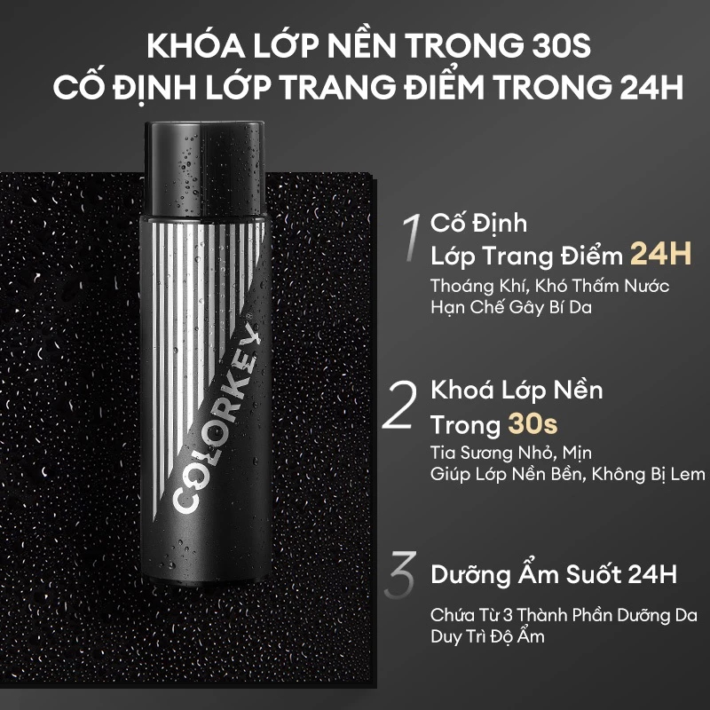 Ảnh Xịt Khóa Đen COLORKEY Tia Sương Mềm Mại Giúp Khóa Chặt Lớp Trang Điểm Phù Hợp Mọi Loại Da 100ml 3