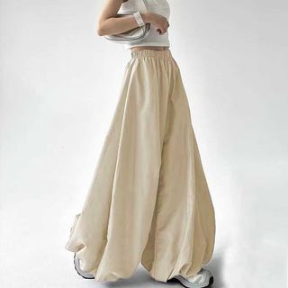 S-3XL Xuân Thu Kích Thước Lớn Culottes Nữ oversize Siêu Mỏng Hơn Nhìn Bao Da Thịt Cực Dài Phiên Bản Hàn Quốc a-Line Thường Ngày Lười Đơn Giản Đi Lại Rời Bloomers Quần Ống Rộng Quần Bud Quần Eo Cao Quần Dài